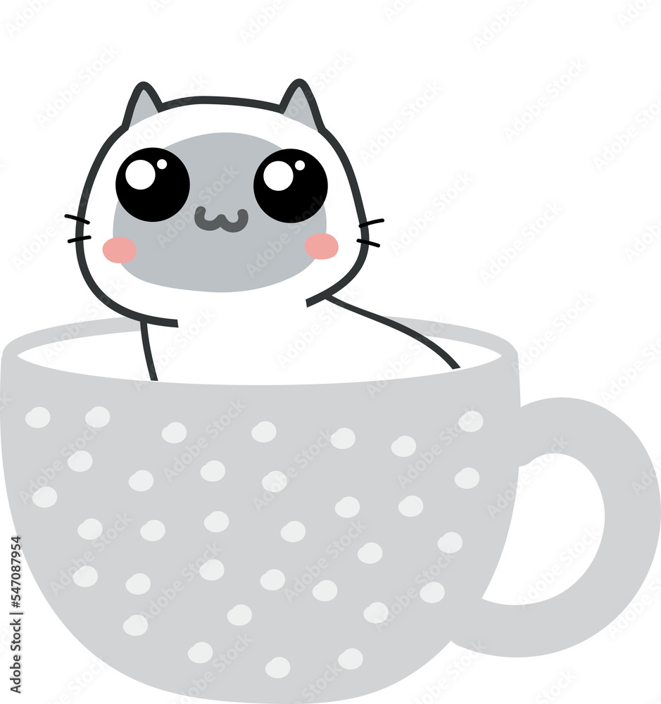 kitten in coffee cup. cat