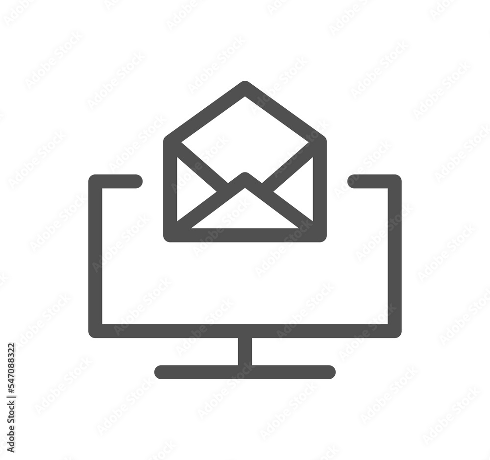 Monitor icon outline and linear symbol.
Monitor icon outline and linear symbol.