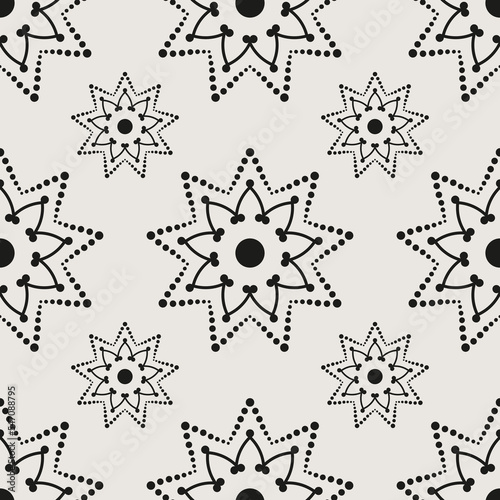 Obraz na płótnie Essential monochrome geometric seamless vector pattern. Neutral geometry multi-use repeating pattern tile for packaging and backgrounds. w salonie