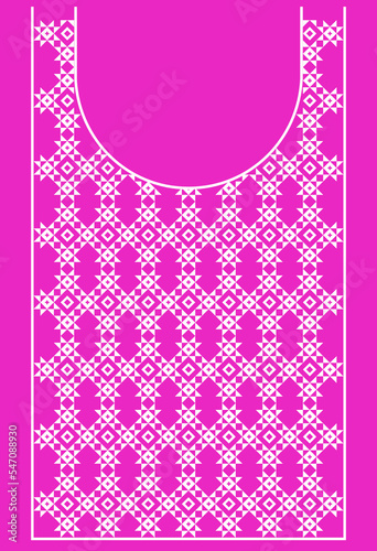 Kurti, Kurtis or Kaftan neckline square pattern for embroidery of fabric printing with geometric design
