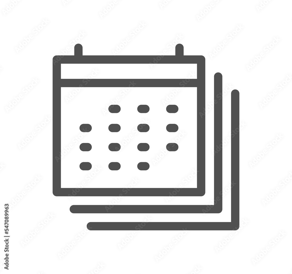 Calendar icon outline and linear symbol.
Calendar icon outline and linear symbol.