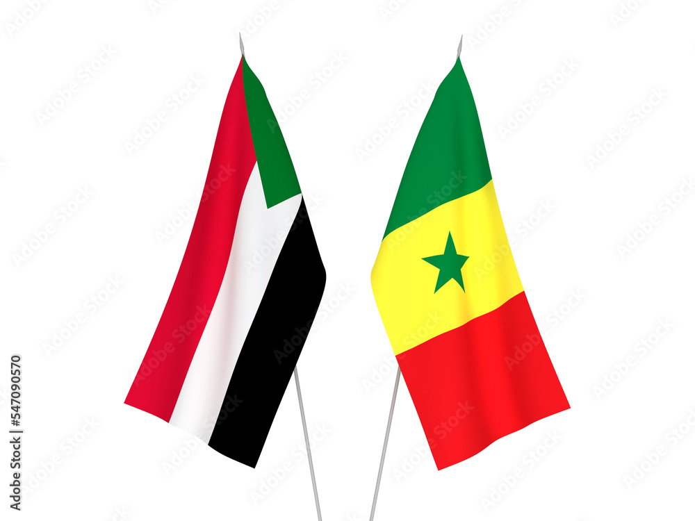 Sudan and Republic of Senegal flags Sudan and Republic of Senegal flags