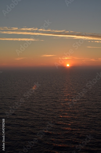 sunset at Sea ocean to horizon colorfull pastell calm
