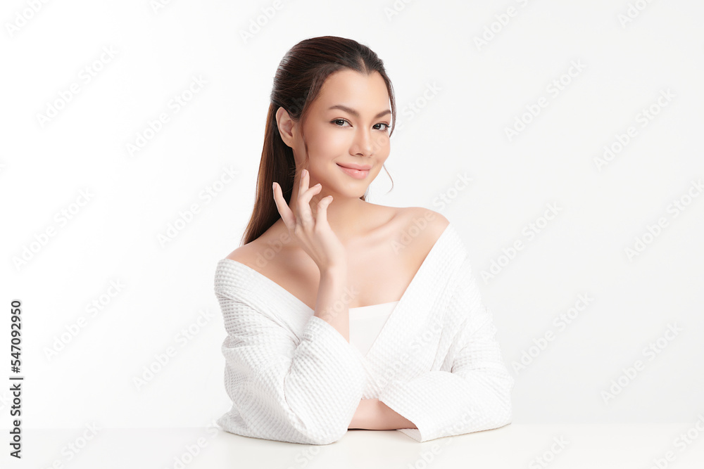 Beautiful young asian woman with clean fresh skin on white background, Face care, Facial treatment, Cosmetology, beauty and spa, Asian women portrait. Beautiful young asian woman with clean fresh skin on white background, Face care, Facial treatment, Cosmetology, beauty and spa, Asian women portrait.