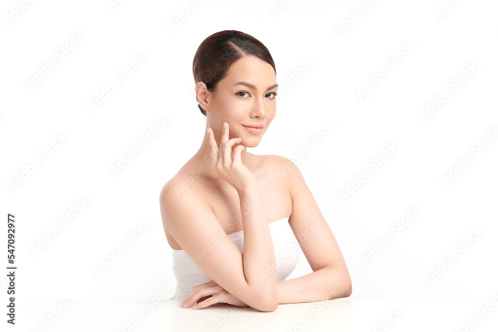 Beautiful young asian woman with clean fresh skin on white background, Face care, Facial treatment, Cosmetology, beauty and spa, Asian women portrait. Beautiful young asian woman with clean fresh skin on white background, Face care, Facial treatment, Cosmetology, beauty and spa, Asian women portrait.