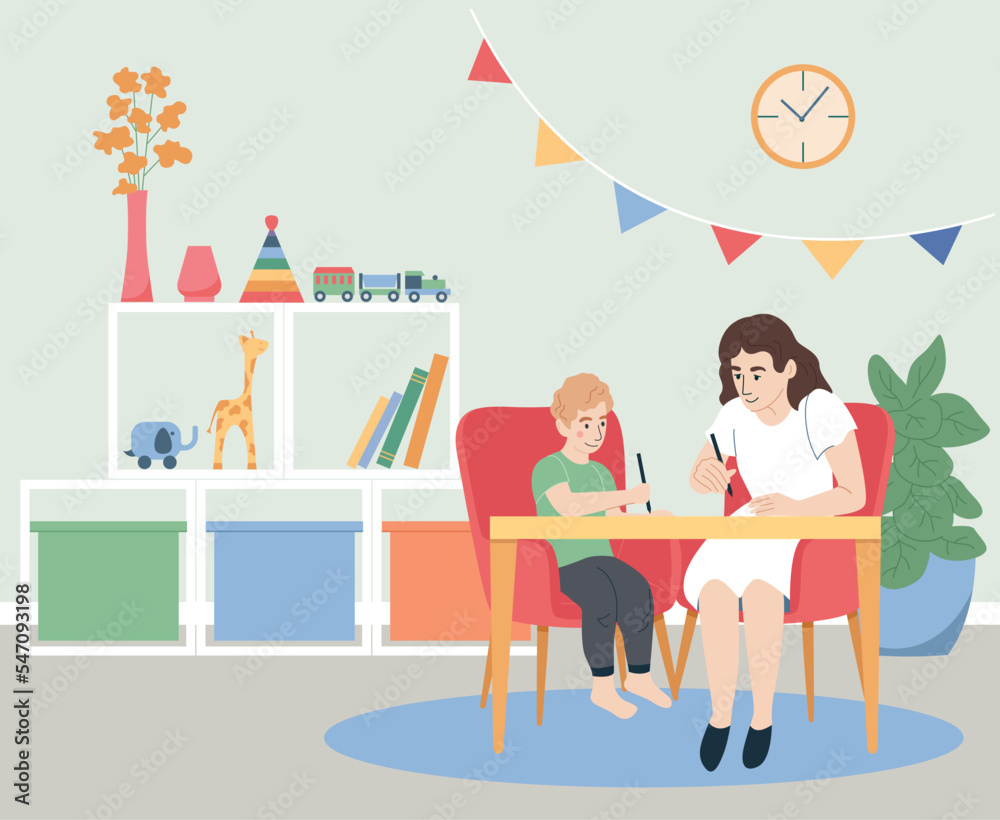 Child Psychologist Flat Concept Child Psychologist Flat Concept