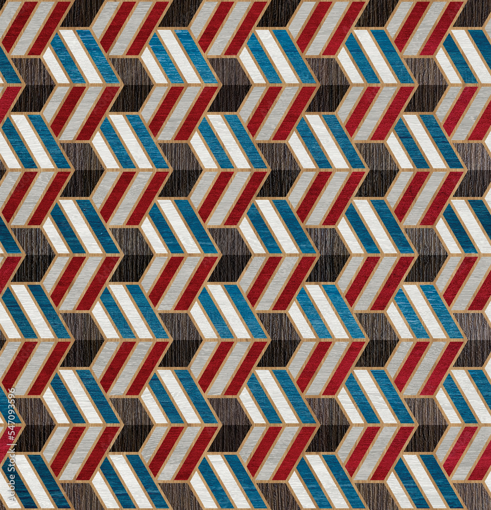 Abstract geometric wood pattern with lines. A seamless vector background. Blue black and red wood texture. Abstract geometric wood pattern with lines. A seamless vector background. Blue black and red wood texture.