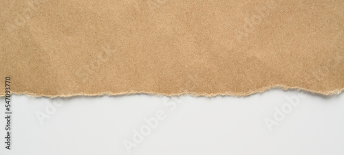 Papel rasgado de color marrón sobre fondo blanco, recurso gráfico