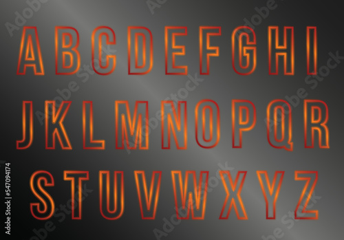 Neon Alphabet Letters font, Red font, Bronze 