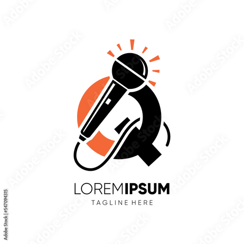 Letter Q Microphone Logo Design Vector Icon Graphic Emblem Illustration