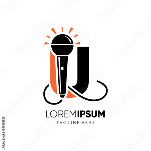 Letter U Microphone Logo Design Vector Icon Graphic Emblem Illustration