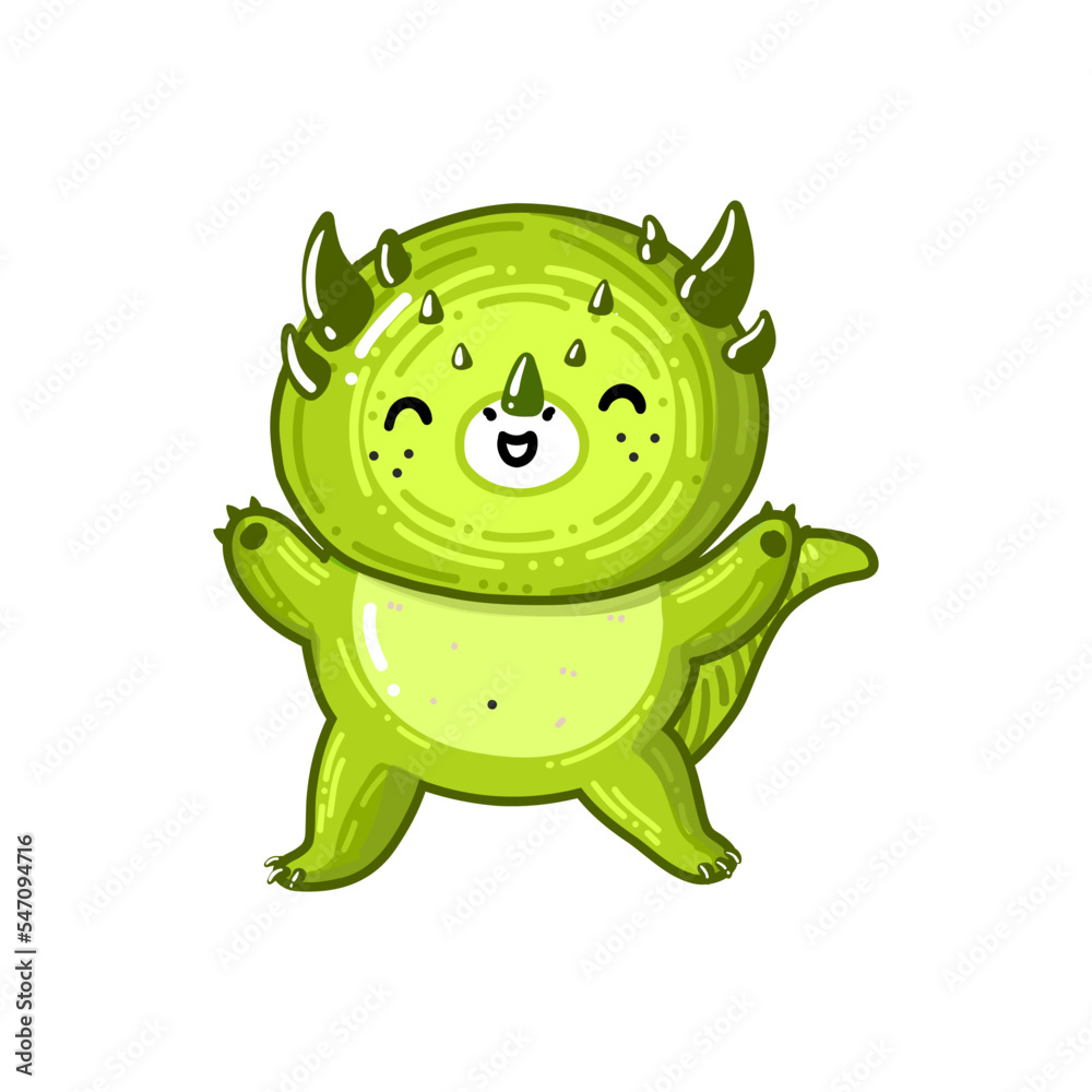 Happy vector dragon is jumping. It is funny, cute, adorable cartoon baby symbol Happy vector dragon is jumping. It is funny, cute, adorable cartoon baby symbol