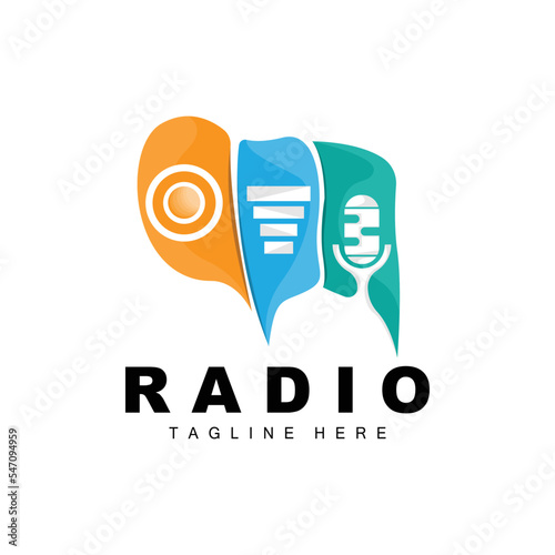 Radio Logo, Podcast Design, Broadcast Icon Product Brand Vector