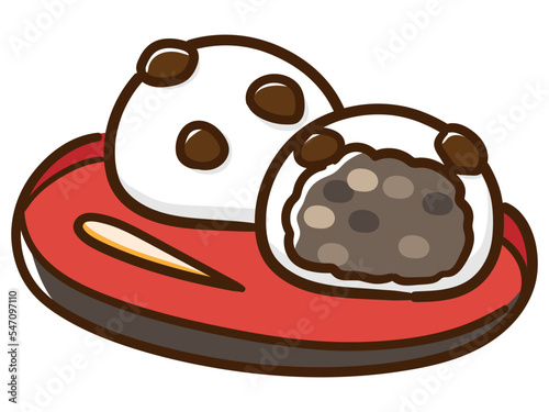 かわいい豆大福の手書き風デフォルメイラスト