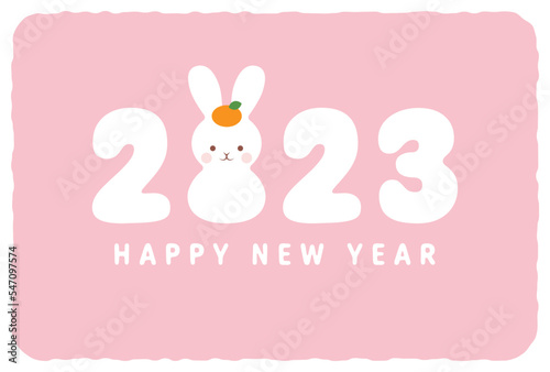 new years greeting card with Kagami mochi of rabbit, the Chinese or Japanese zodiac sign for 2023