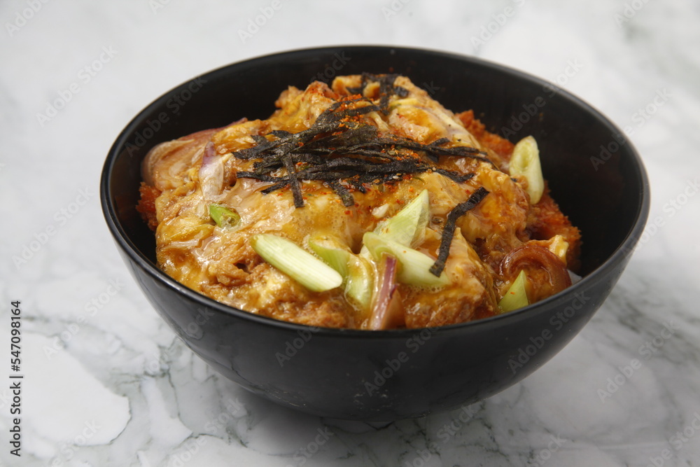 Freshly cooked Japanese food called Katsudon Freshly cooked Japanese food called Katsudon