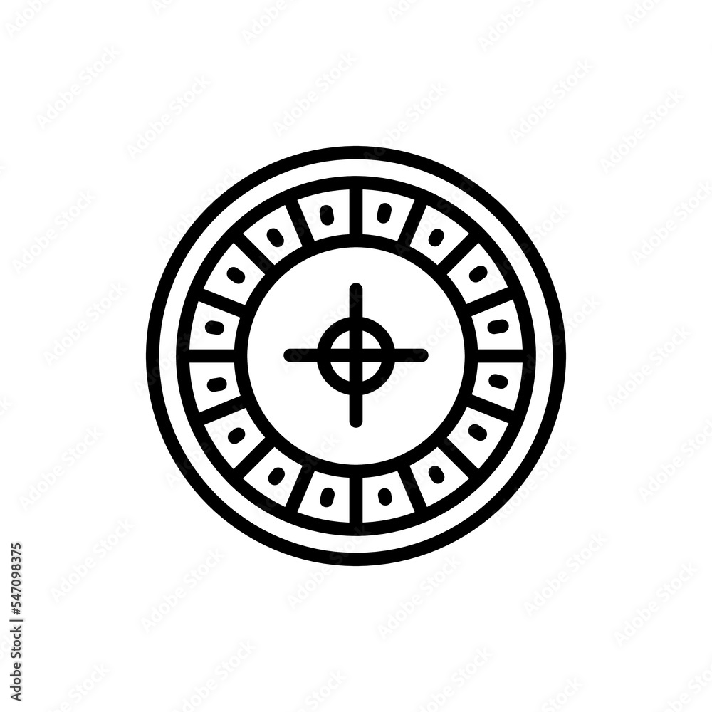 Roulette wheel black line icon. Casino game. Roulette wheel black line icon. Casino game.