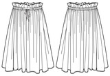women's drawstring waist midi skirt flat sketch vector illustration technical cad drawing template