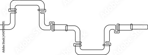 Large metal pipe. Gas pipeline or oil pipeline. Continuous line drawing, vector illustration.