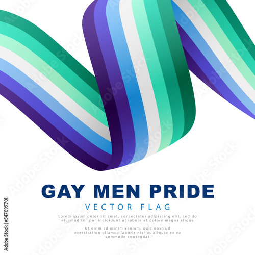 Ribbon in the form of a gay men pride flag. Sexual identification. A colorful logo of one of the LGBT flags. Vector illustration