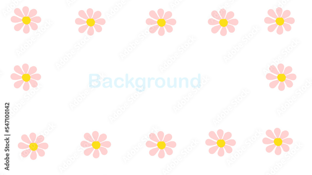 set of pink flowers in the white background