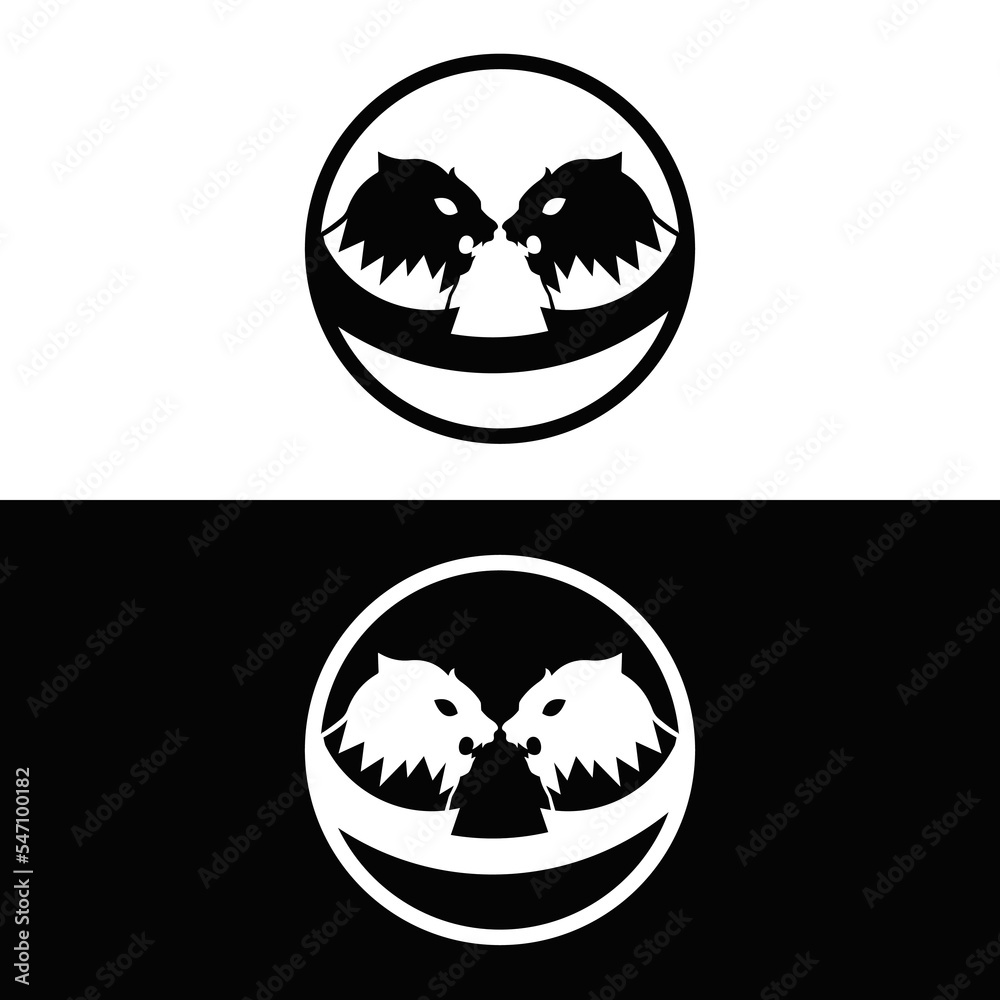 Circle black and white lion logo 