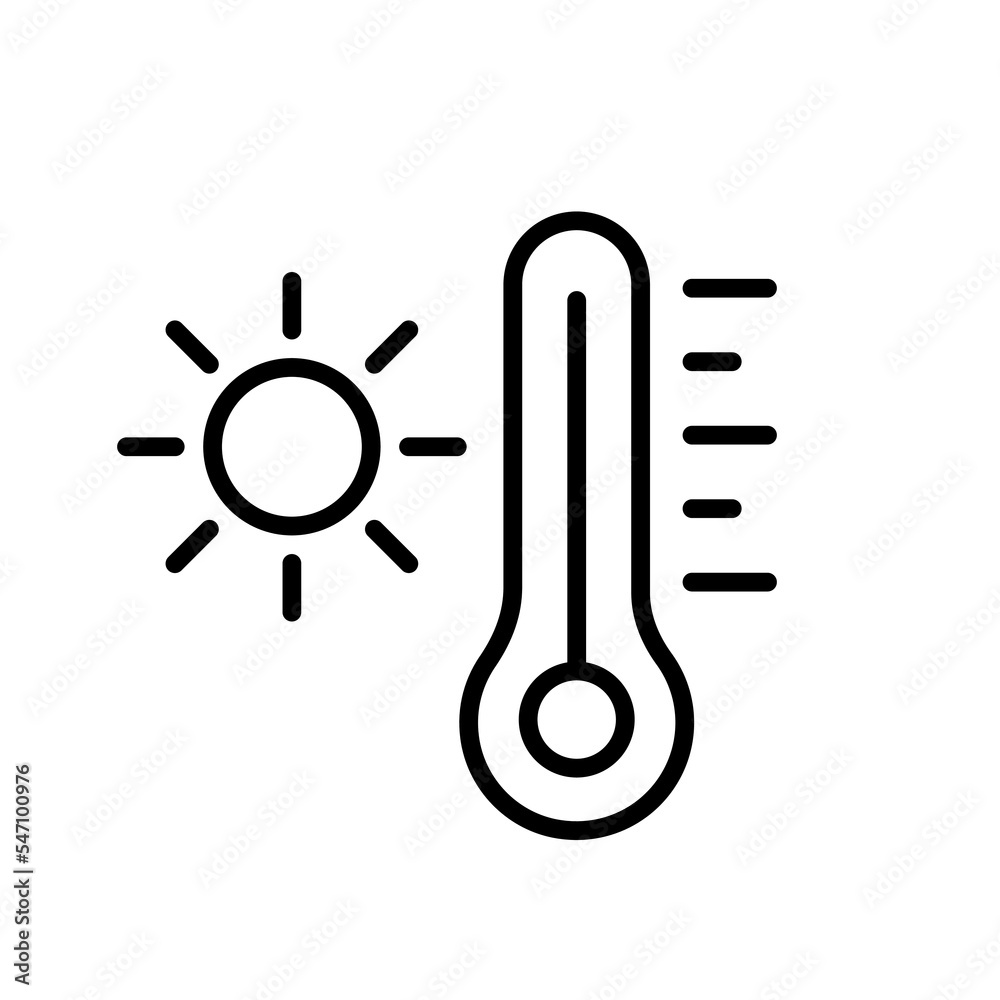 Thermometers with sun line icon. Temperature, climate control, weather conditions, cold, warm, disease, illness, healthcare, scan, degree, celsius, fahrenheit, kelvin. Measurement concept. Thermometers with sun line icon. Temperature, climate control, weather conditions, cold, warm, disease, illness, healthcare, scan, degree, celsius, fahrenheit, kelvin. Measurement concept.