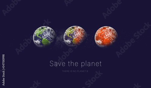 Climate change. Global warming concept. Earth. Save the planet. Isolated.