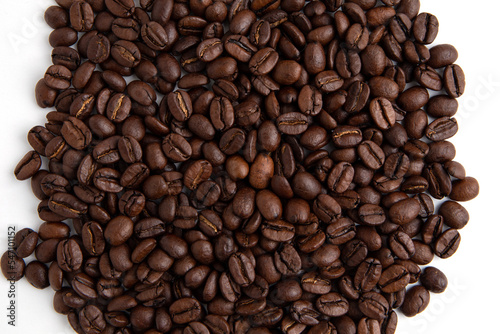 Top view of roasted coffee beans