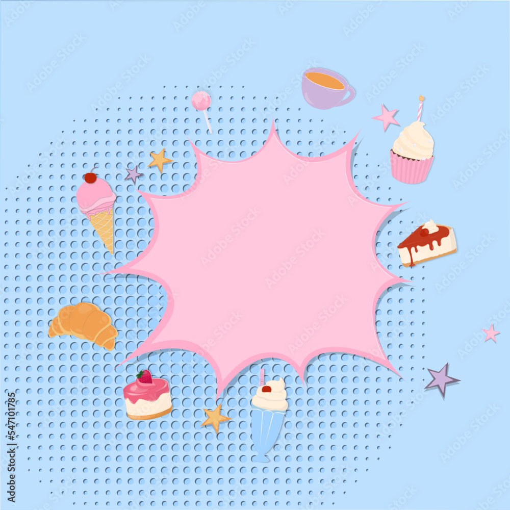 Dessert and drinks with text box background Dessert and drinks with text box background