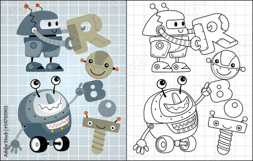 Vector cartoon of funny robots,