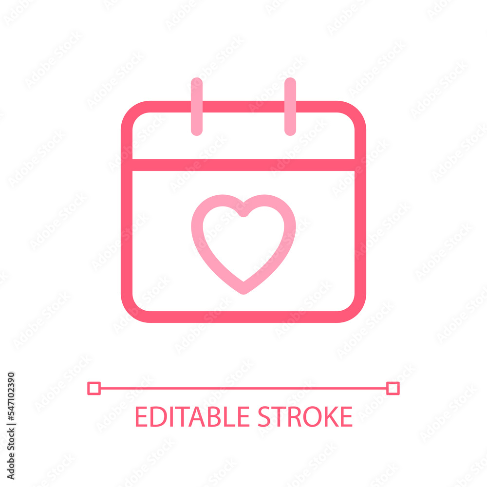 Menstrual cycle tracking pixel perfect color linear ui icon. Period calendar. Health checkup appointment. GUI, UX design. Outline isolated user interface pictogram. Editable stroke. Arial font used Menstrual cycle tracking pixel perfect color linear ui icon. Period calendar. Health checkup appointment. GUI, UX design. Outline isolated user interface pictogram. Editable stroke. Arial font used