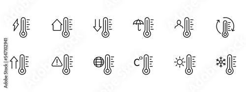 Thermometer line icon. Measure temperature, check, disease, fever, treat, meteorologist, hospital, doctor. Healthcare concept. Vector black set icon on a white background
