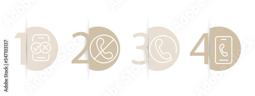 Call set icon. Calls around the clock, call back, dialing, phone book, check mark, missed, silent mode, hotline, hendset, reference book. Call centre. Infographic timeline. Pastel color background