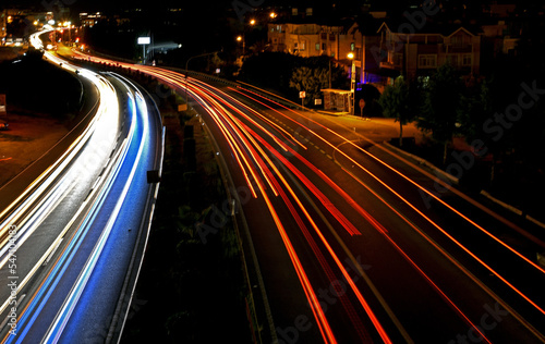 traffic on highway at night