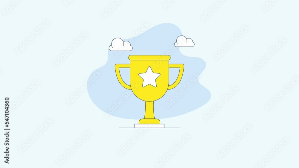 golden cup line art concept design animation. golden cup line art concept design animation.