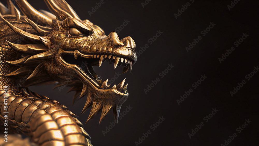 Obraz premium Illustration of copper dragon sculpture, one of the Chinese zodiac signs.