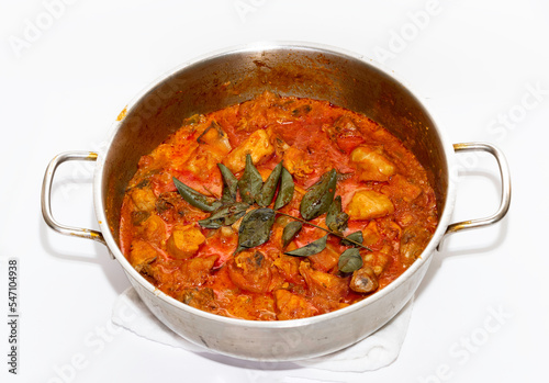 Spicy Kerala Style Chicken Curry In White Background