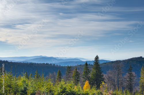 autumn landscapes in Polish mountains, Beskid Slaski