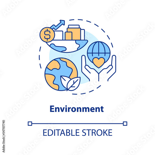 Environment concept icon. Sustainable development. Pillar of inclusive growth index abstract idea thin line illustration. Isolated outline drawing. Editable stroke. Arial, Myriad Pro-Bold fonts used