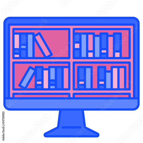 digital library blue line icon