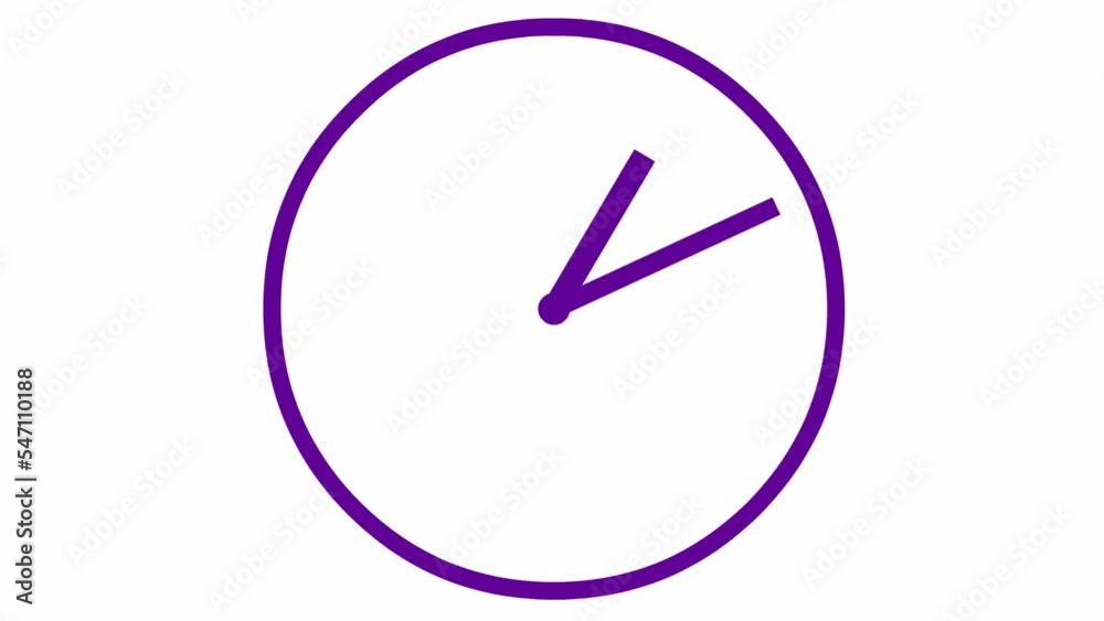 Animated clock. violet linear watch. clockwise rotates. Concept of time, deadline. Looped video. Vector illustration isolated on white background. Animated clock. violet linear watch. clockwise rotates. Concept of time, deadline. Looped video. Vector illustration isolated on white background.