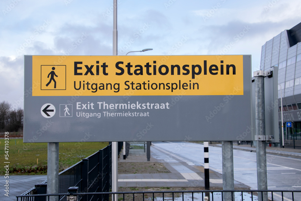 Exit Billboard Entrance At The Parking Lot Around The Canadaweg Street At Schiphol The Netherlands 2019