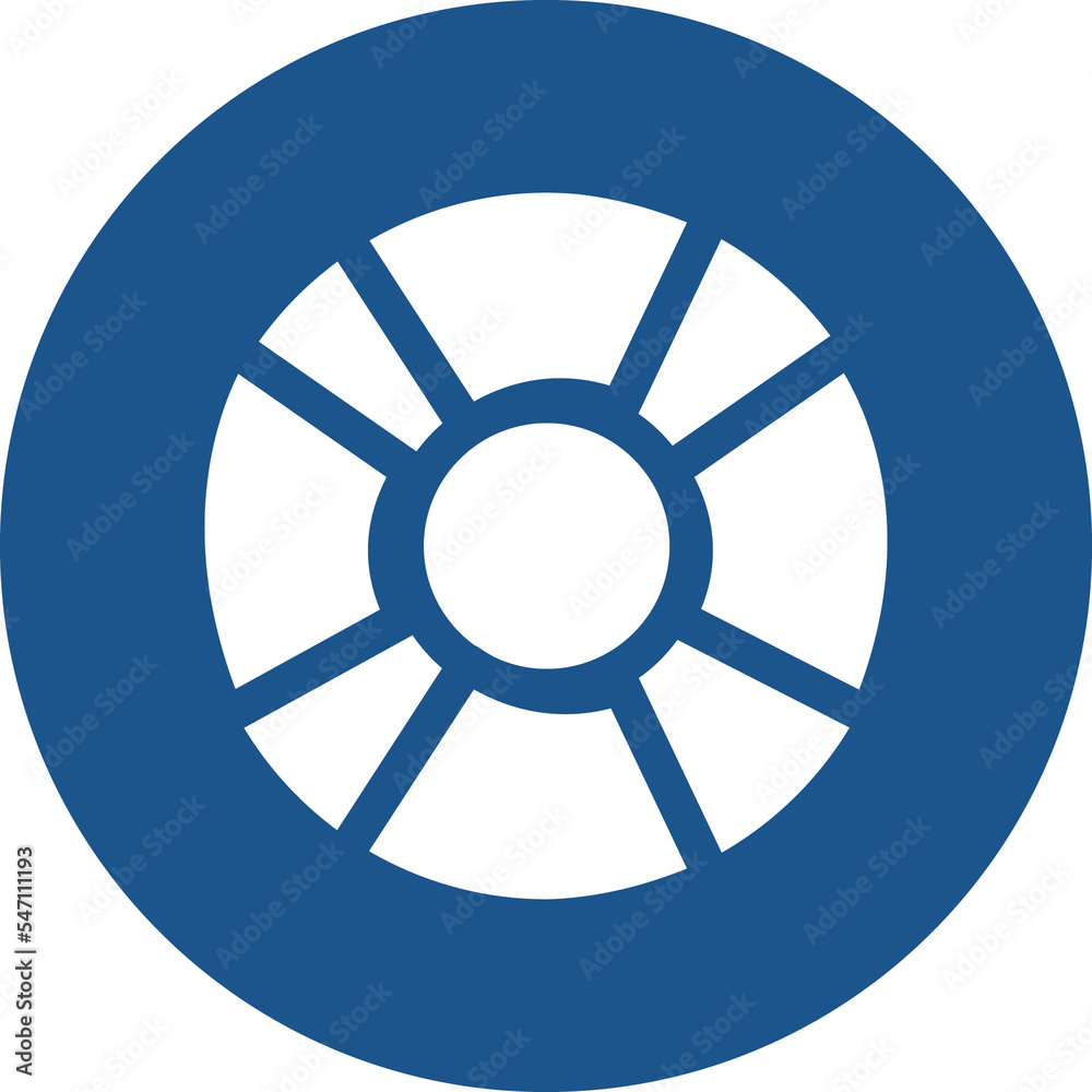 Rubber ring icon in blue circle. Rubber ring icon in blue circle.