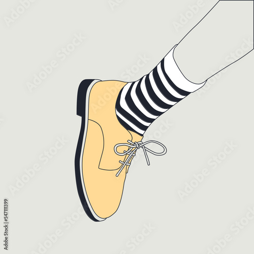 Minimal fashion flat illustration. Stylish retro shoes. Vintage lover concept