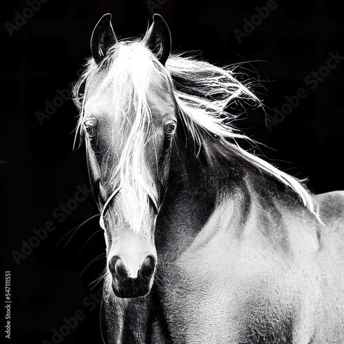 Elegant dark horse studio portrait