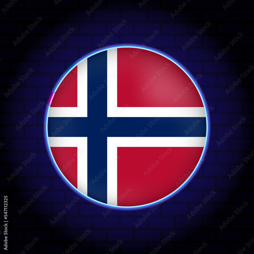 Obraz premium Neon Norway flag. Vector illustration.