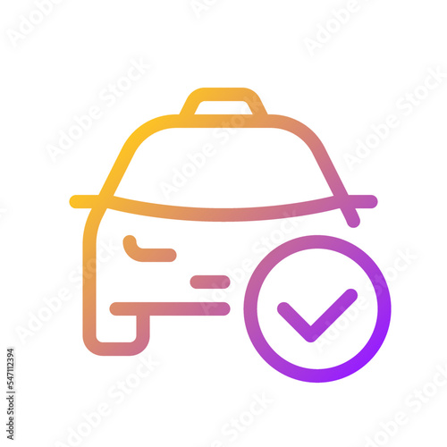 Approved taxi order pixel perfect gradient linear ui icon. Car arriving notification. Digital service. Line color user interface symbol. Modern style pictogram. Vector isolated outline illustration
