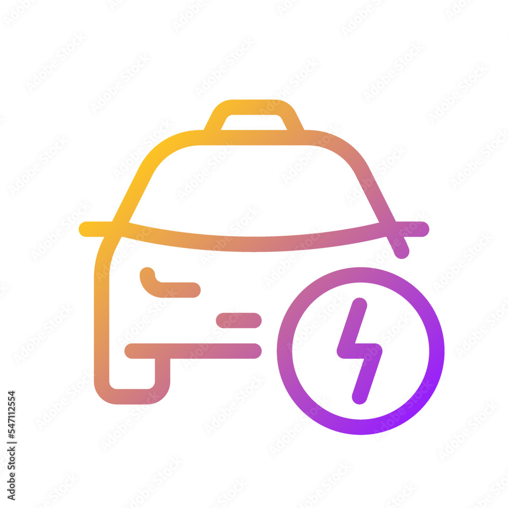 Obraz premium Taxi and lightning pixel perfect gradient linear ui icon. Potential danger. Notification for passenger. Line color user interface symbol. Modern style pictogram. Vector isolated outline illustration
