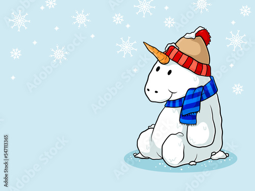 Comic Einhorn Schneemann